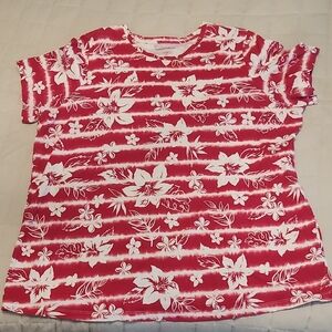 Red and White Floral T-Shirt